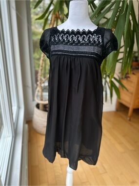 Chi Chi London Black Lace-Trim Midi Dress